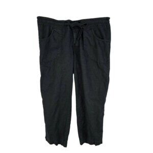Women’s Linen Blend Wide Leg Crop Pants Drawstring Size 12